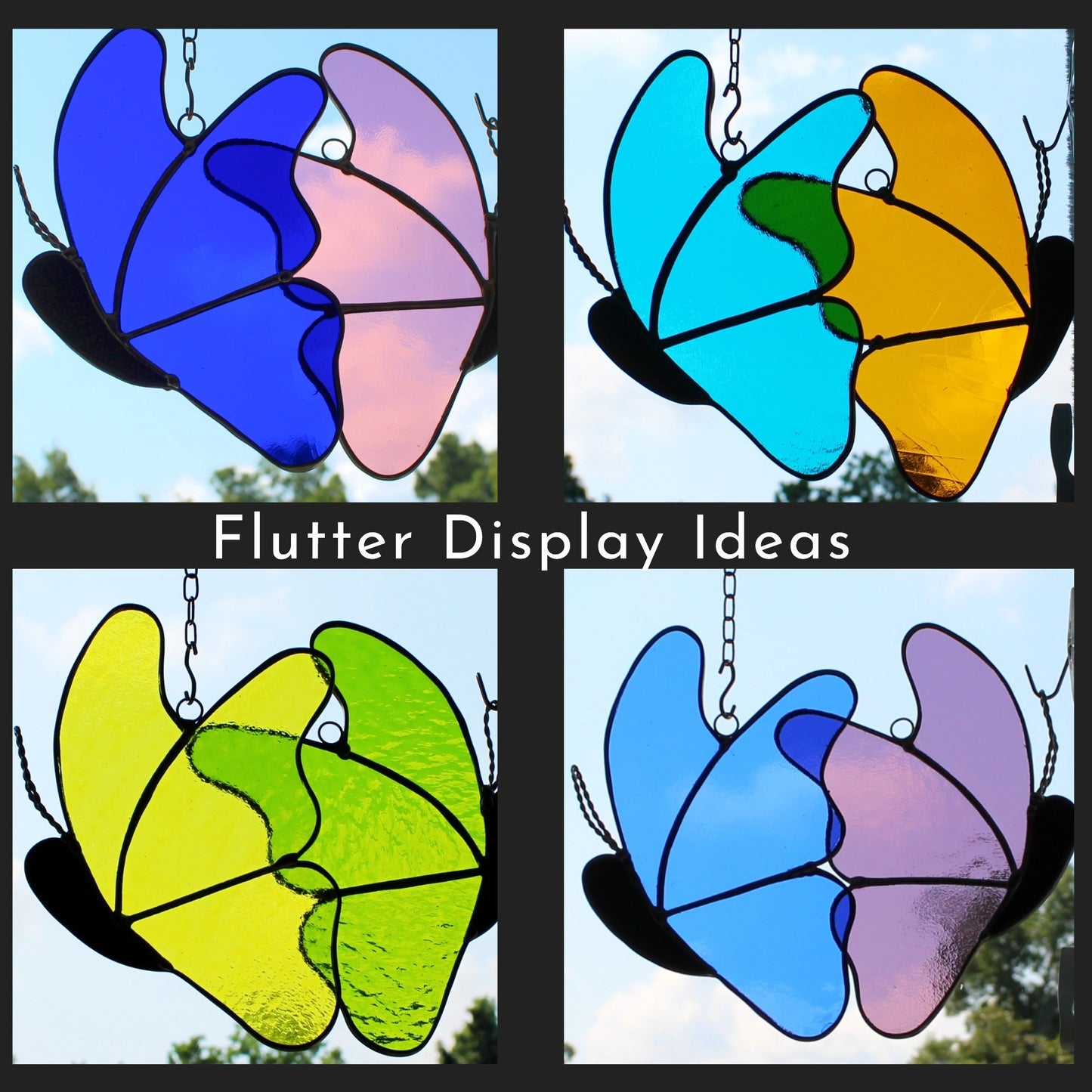 Glass Wings Flutter - Artisan Stained Glass Suncatcher.