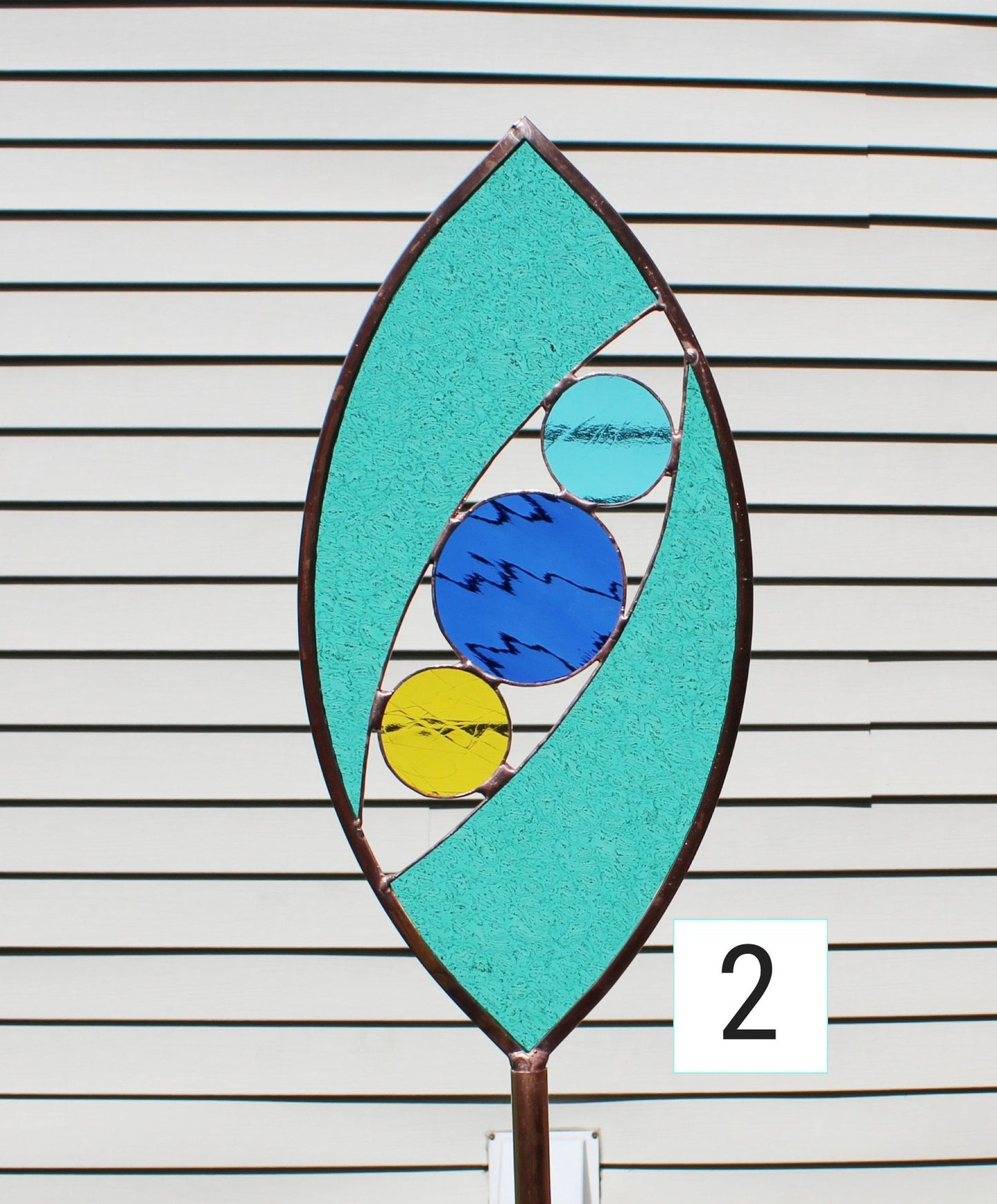 Tall Glass Garden Art Stakes. Ocean colors. You pick 1, 2 or 3. Unique yard décor gifts.