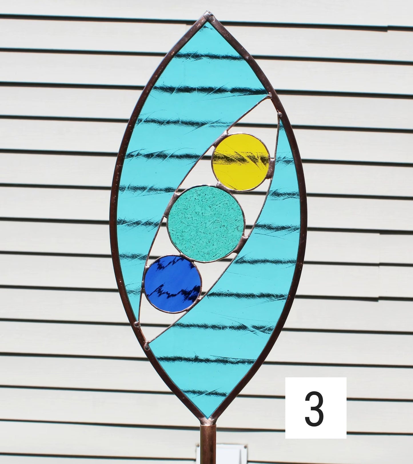 Tall Glass Garden Art Stakes. Ocean colors. You pick 1, 2 or 3. Unique yard décor gifts.