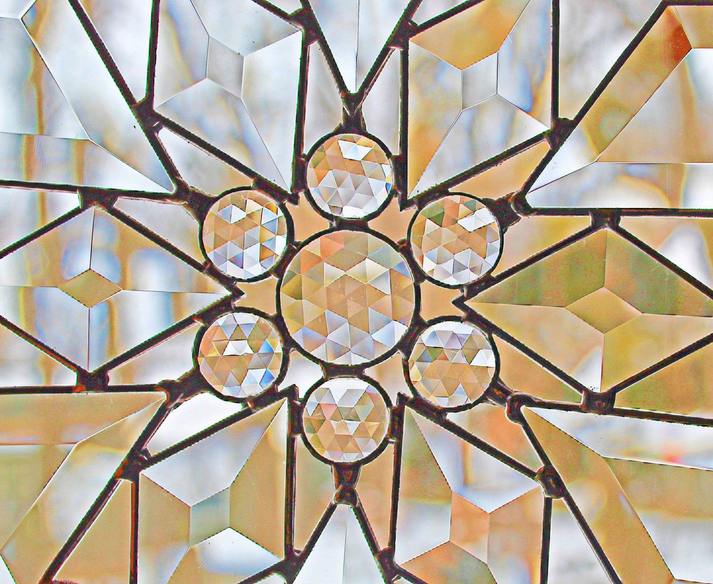 Glass Beveled Star Snowflakes. Highly Reflective Window Decor. Silver or Copper.