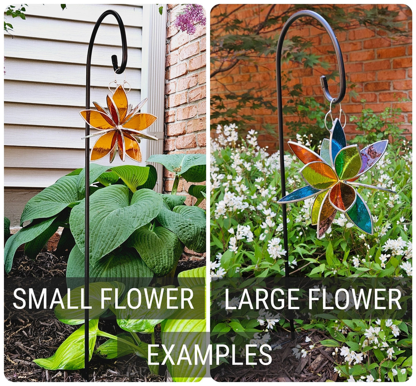 Stained glass hanging flower suncatcher. Garden & Home decor. Jewel colors.