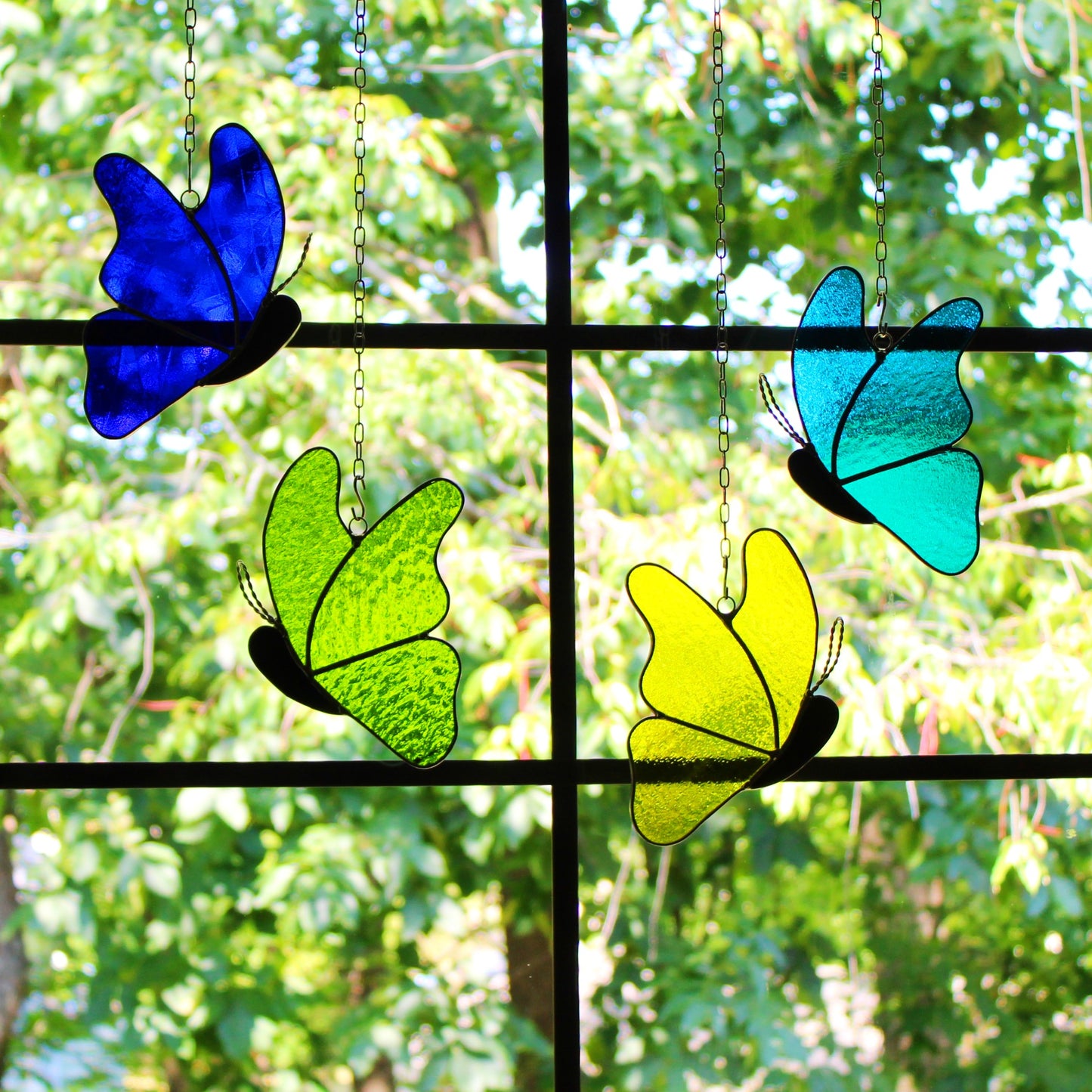 Glass Wings Flutter - Artisan Stained Glass Suncatcher.