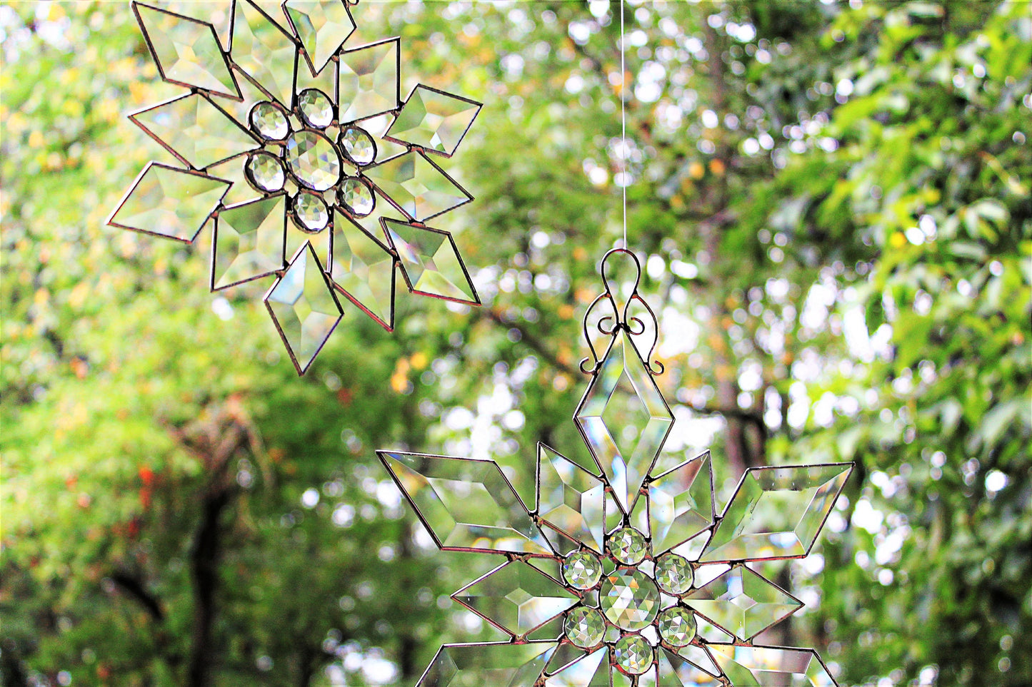 Artisan Beveled Glass Snowflake – Elegant Holiday Gift in Silver or Copper