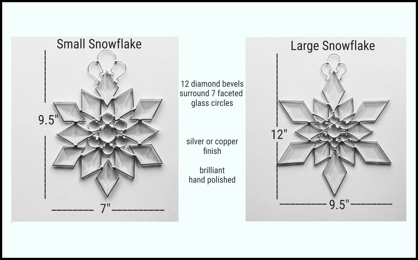 Artisan Beveled Glass Snowflake – Elegant Holiday Gift in Silver or Copper