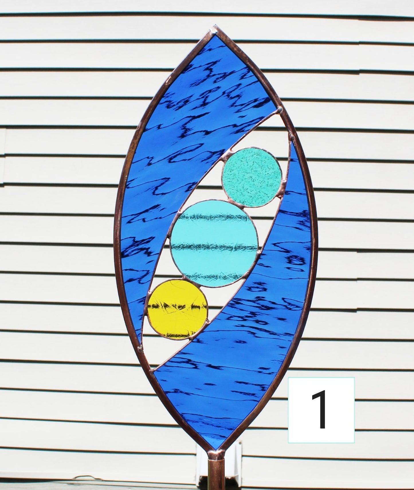 Tall Glass Garden Art Stakes. Ocean colors. You pick 1, 2 or 3. Unique yard décor gifts.
