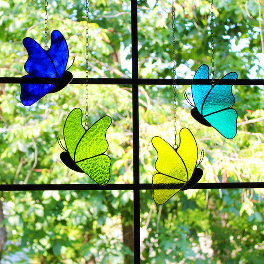Glass Wings Flutter - Artisan Stained Glass Suncatcher.