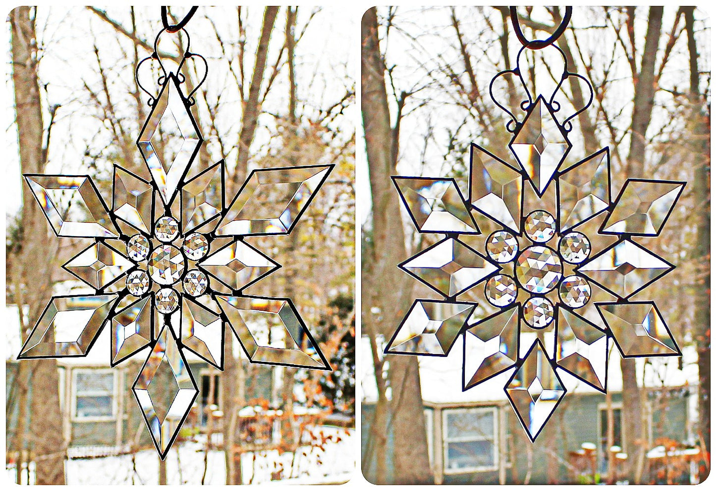 Artisan Beveled Glass Snowflake – Elegant Holiday Gift in Silver or Copper